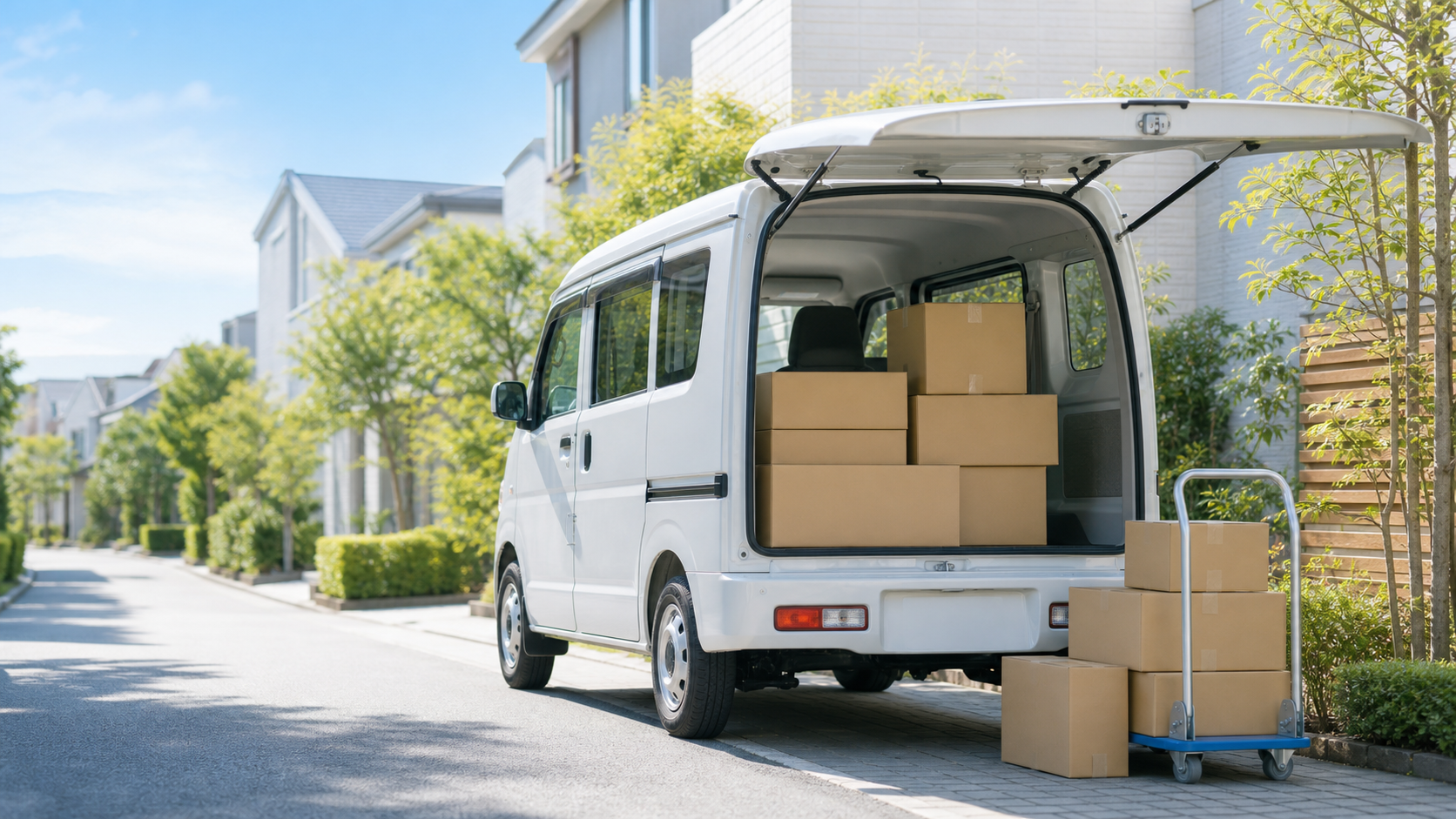 軽貨物車両と配送荷物のイメージ